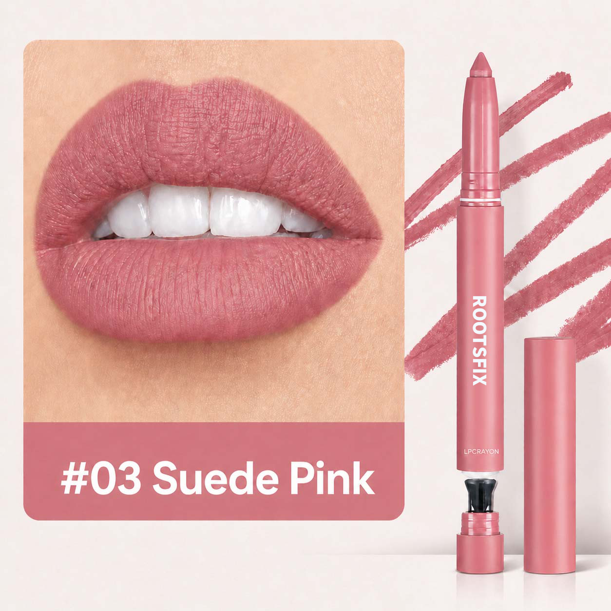 👄RootsFix 2-in-1 Matte Lip Crayon Lipstick & Liner