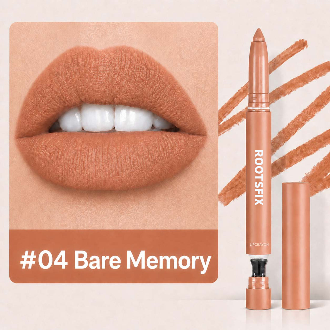 👄RootsFix 2-in-1 Matte Lip Crayon Lipstick & Liner