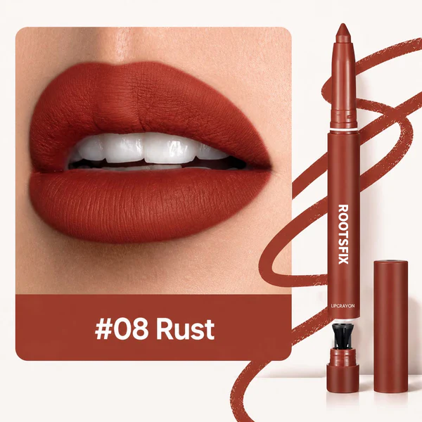 👄RootsFix 2-in-1 Matte Lip Crayon Lipstick & Liner